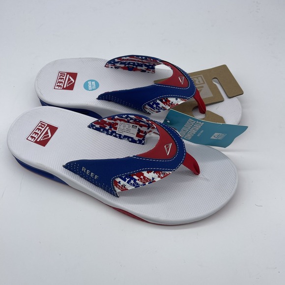 Reef Fanning Patriotic Mens Flip Flops Sandals Red White Blue CJ6138 Size 10‎ main image 8